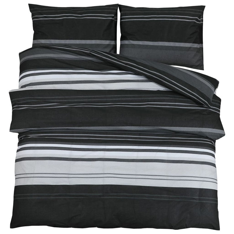 Ensemble de housse de couette Vidaxl 100% coton noir et blanc