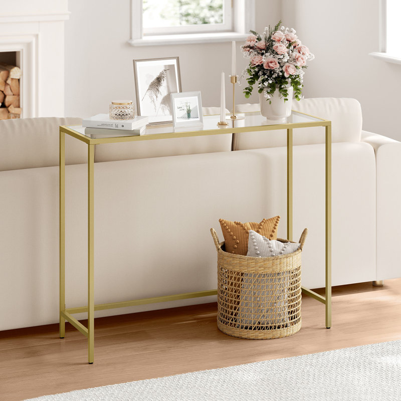 Console Huxley, 31.5'' H X 39.4'' W X 7.9'' D, Gold/Transparent