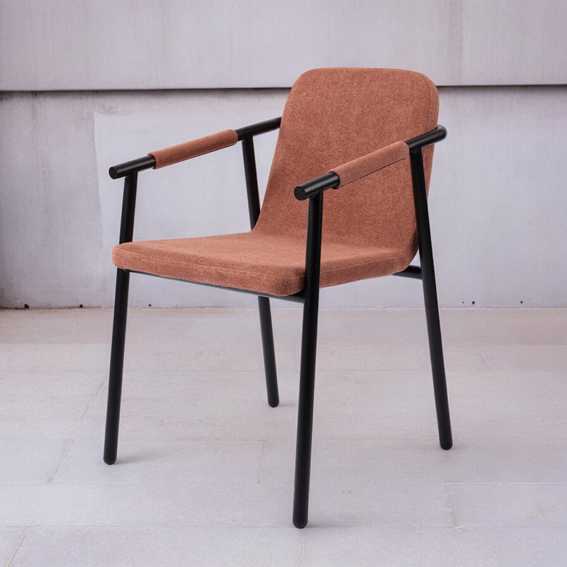 Orkin 124.46cm H Polyester Upholstered Metal Side Chair in Orange