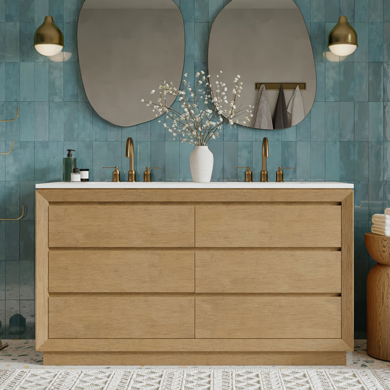 Meuble-lavabo double 60 po avec plateau en quartz Antony