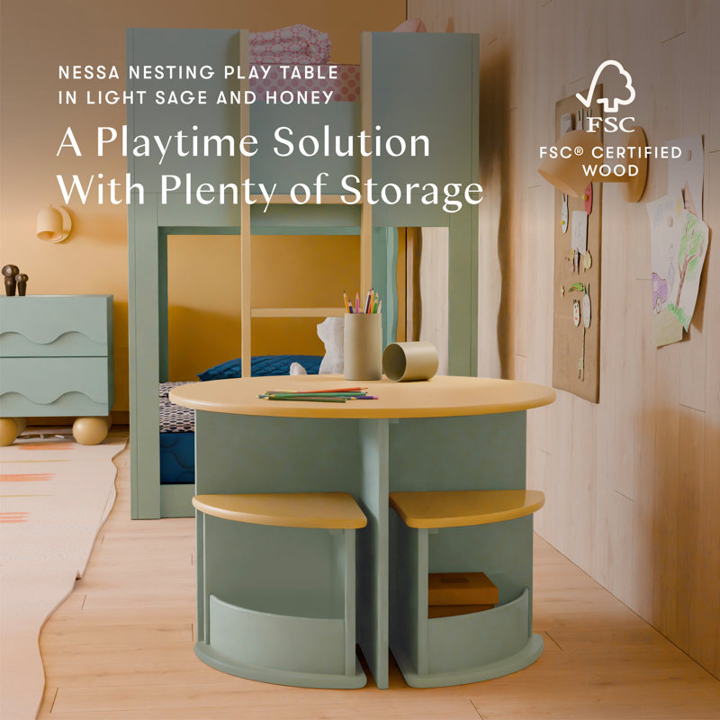 Nessa Nesting Play Table, Light Sage and Honey