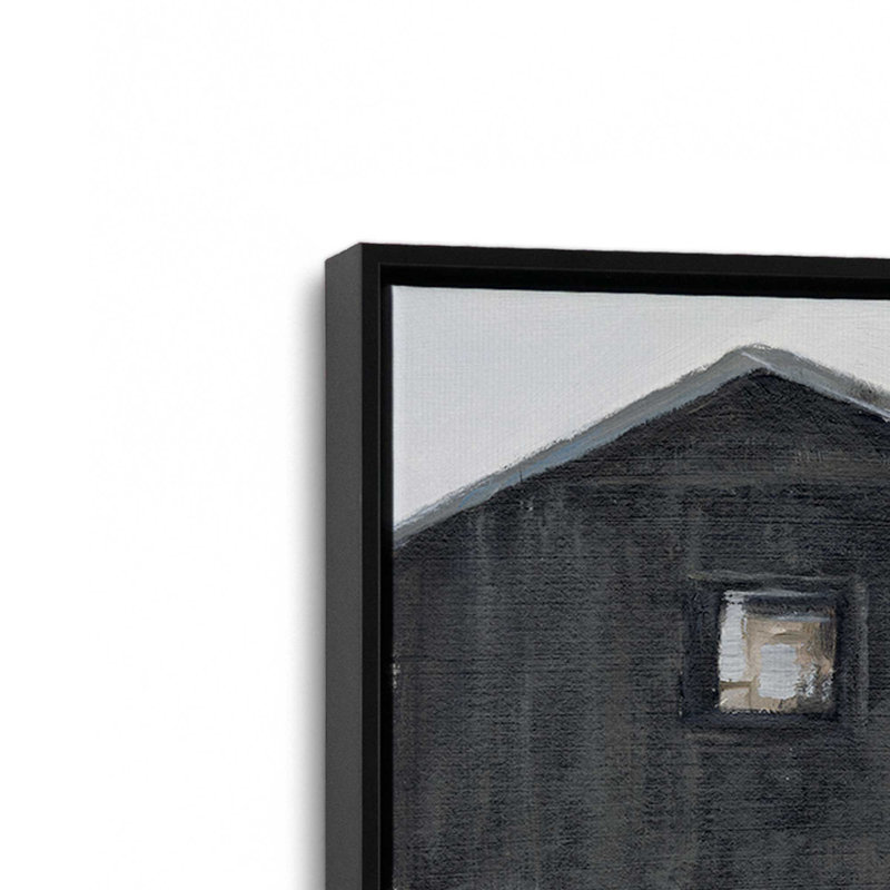 Impression sur toile Weathered Barn II, Cadre flottant noir satiné, H 20,75 po x l 30,75 po x P 1,75 po, 1