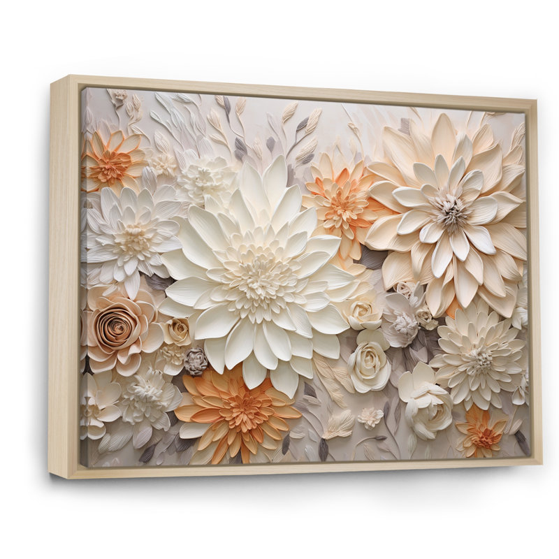 Beige et verre de fleurs de saison, Cadre naturel flottant, H 12 po x l 20 po x P 1 po