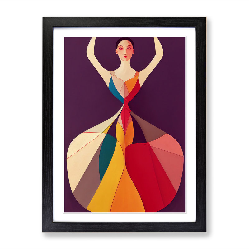 Abstract Ballerina No.6 - Single Picture Frame Print, Black, 64cm H x 46cm W x 2cm D