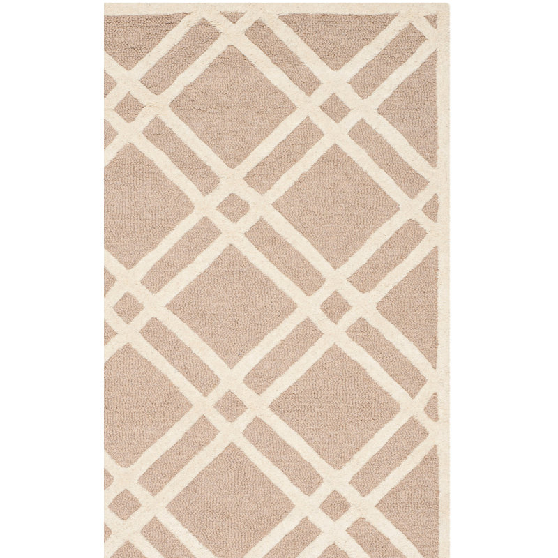 Deedgra Hand Tufted Wool Geometric Rug, Rectangle 4' x 6'