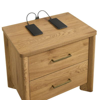 Heroux 2-Drawer Nightstand with USB Ports