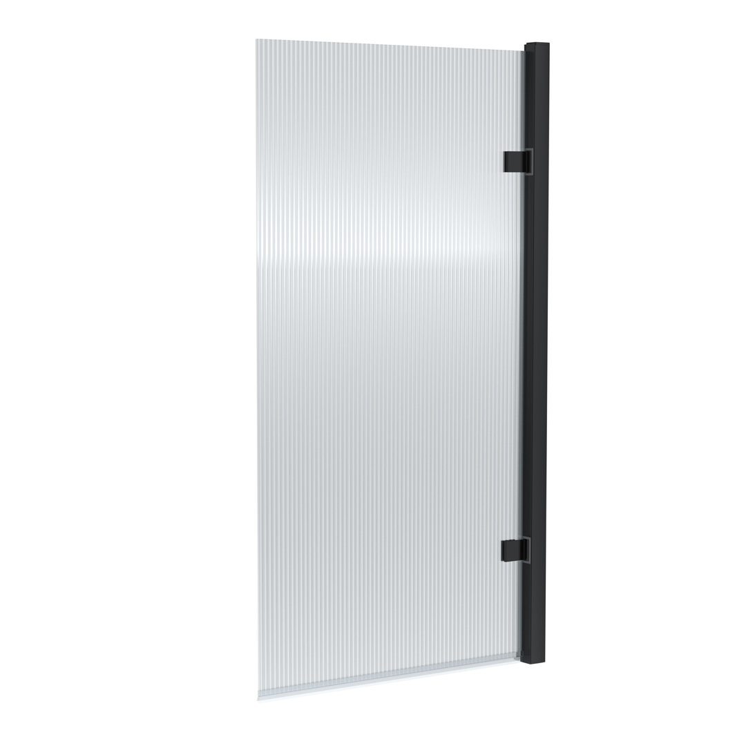 Nuie Matt Black Hinged Fluted Square Shower Bath Screen 830Mm - Image 3