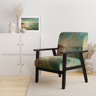 Fonzie - Coastal Pastel Horizon - Fauteuil d'appoint rembourré en velours