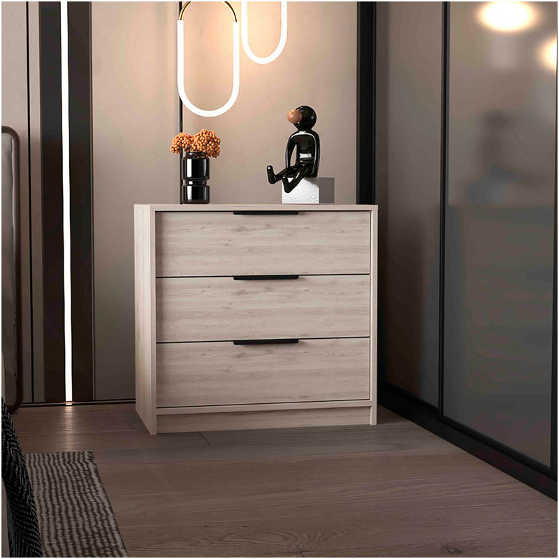 Dresser 27"H, 3 Drawers Dresser, Superior Top, Light Gray, Light Gray