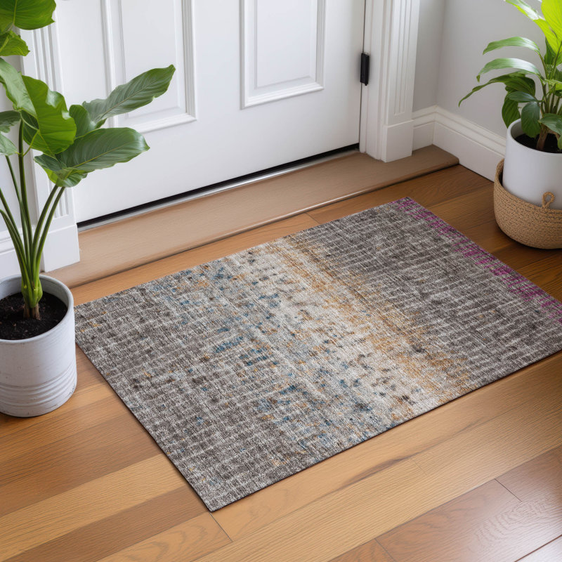 Machine Washable Indoor/Outdoor Chantille ACN2406 Abstract Rug, Rectangle 1'8" x 2'6"