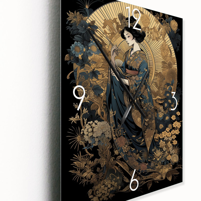 Jardan - Japon Woman Wall Clock, 32" H x 16" W x 1" D