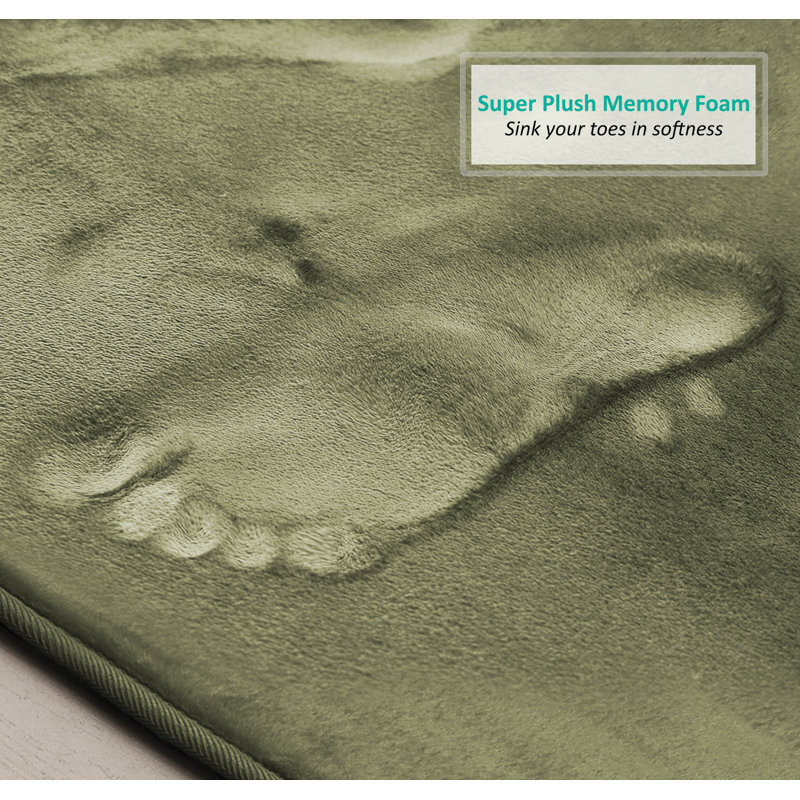 Sage Green Ultra Soft Velvet Memory Foam Bath Rug