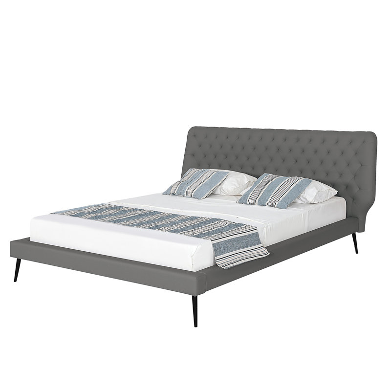 Jody Upholstered Bed, Grey, European Kingsize (160 x 200 cm)
