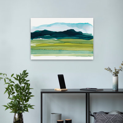 «Enriched Valley II», art abstrait à l'encre bleue avec des nuages