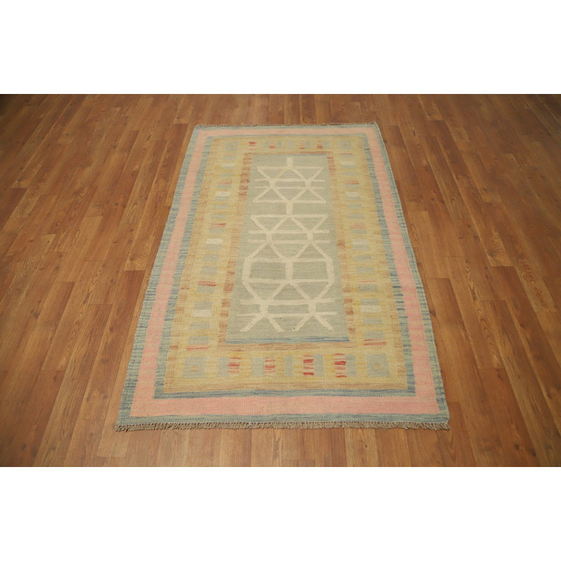 Tapis en laine à motif doux de couleur géométrique 3 x 5 pour des intérieurs élégants