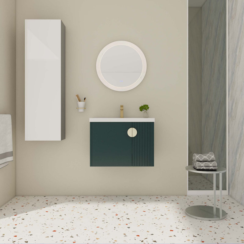 Petit meuble-lavabo avec lavabo, Vert, 30"