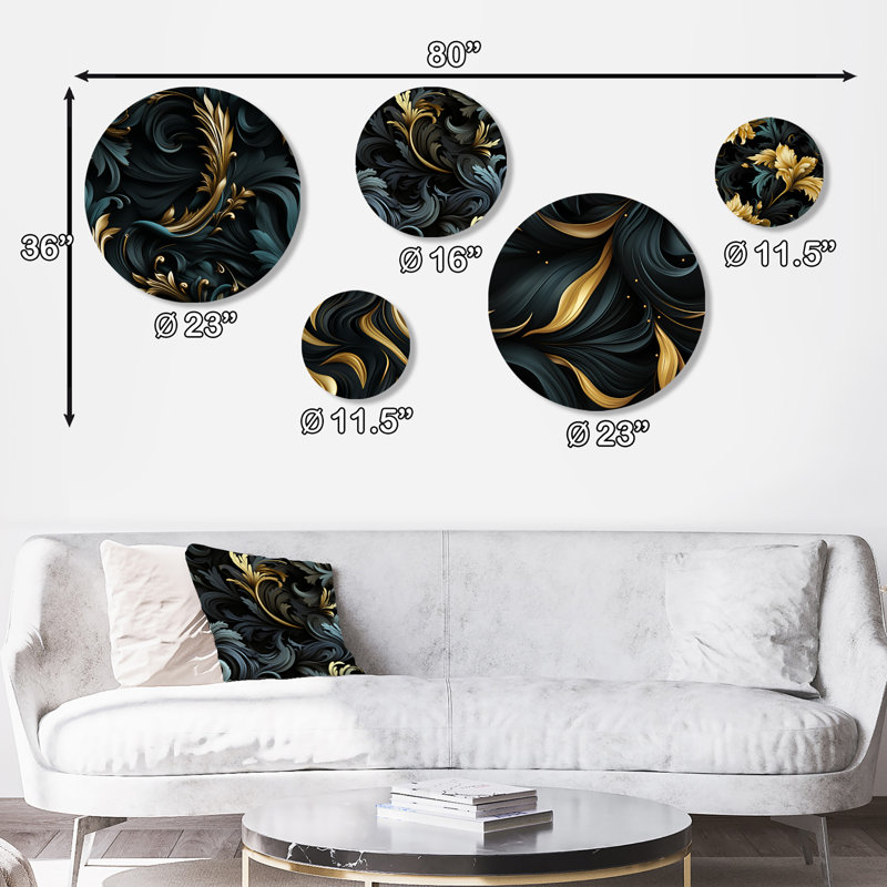 Ensemble d'art mural rond rond 5 pièces Nicolas - Paisley Glam