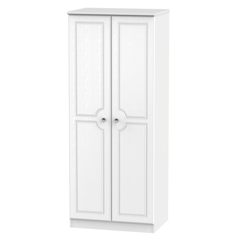 Fully Assembled 2 Door Wardrobe, White Matt Veneer