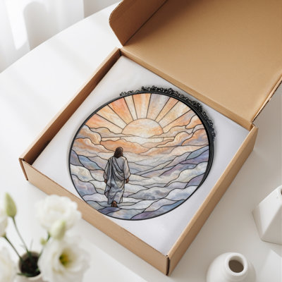 Sunset Sky Stained Glass Window Panel，12"H