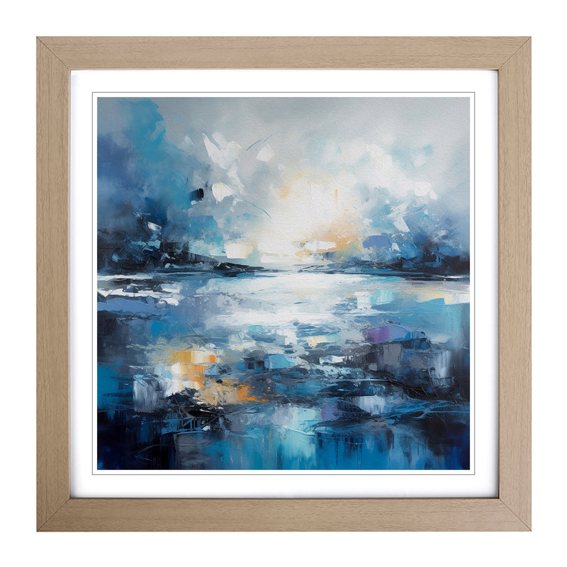 Seascape Abstract No.1 - Single Picture Frame Print on Wood, Oak