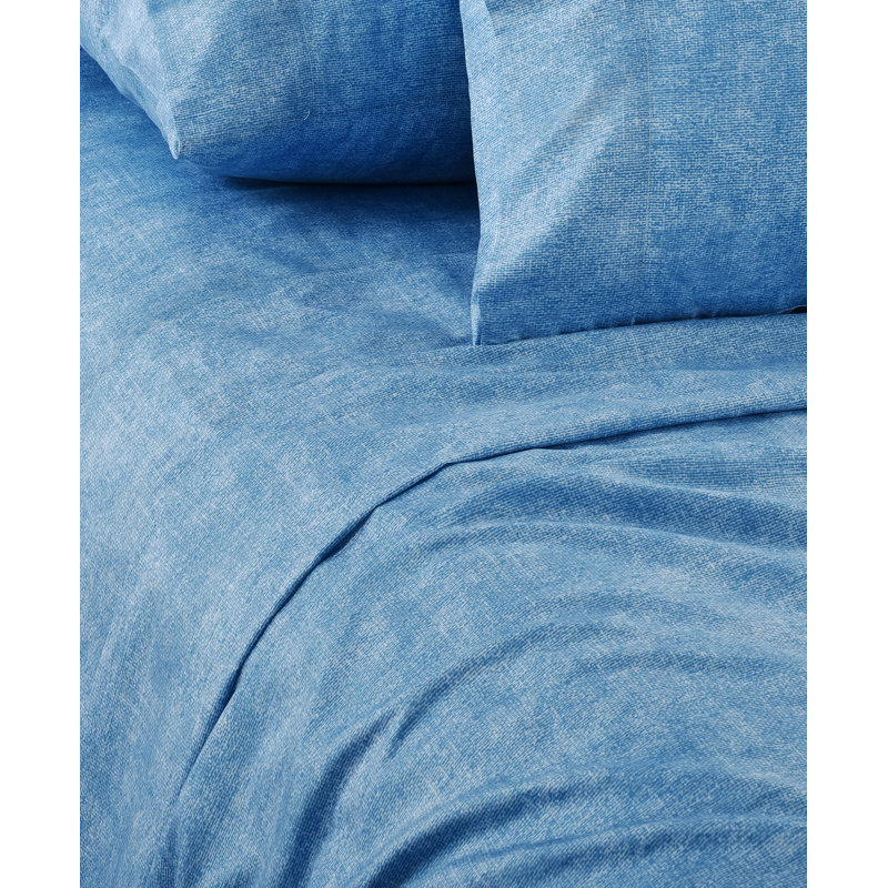 Ensemble de draps pour chambre d'amis ROONEY, Ensemble de draps pour lit simple TG avec 1 taie d, Bleu