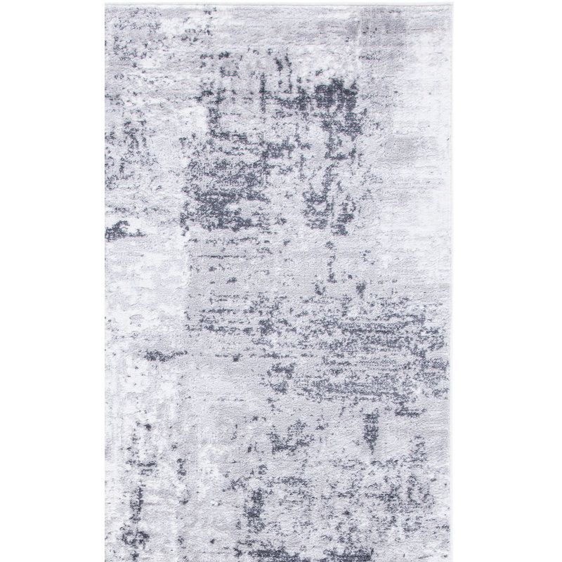 Tapis abstrait gris / ivoire Minyard, Carré 6 pi 7 po