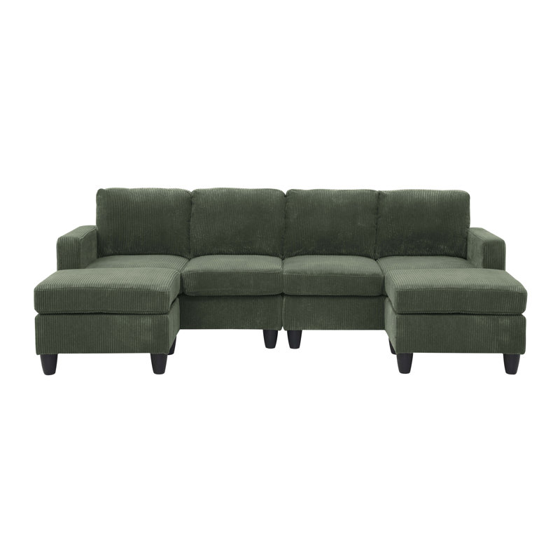 Savannah Modular Corduroy Sectional Sofa with Ottoman
