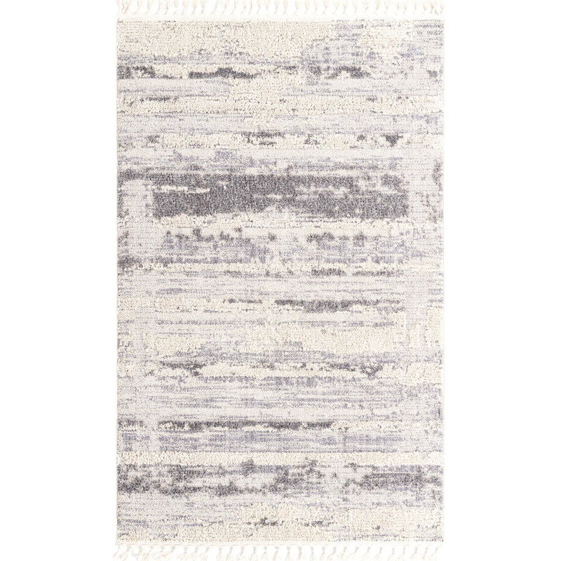 Tapis gris / blanc Algona, Rectangle 5 pi 3 po x 8 pi