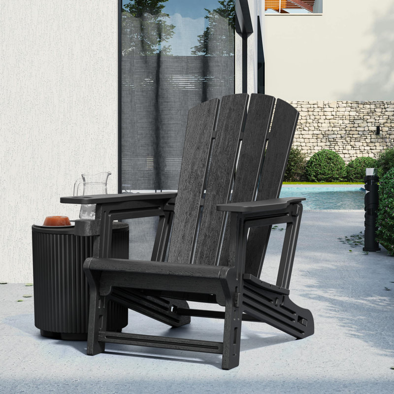 Chaise Adirondack avec porte-gobelet : chaise inclinable rÃ©sistante aux intempÃ©ries pour la terrasse, le patio, la cour arriÃ¨re et le bord de la piscine