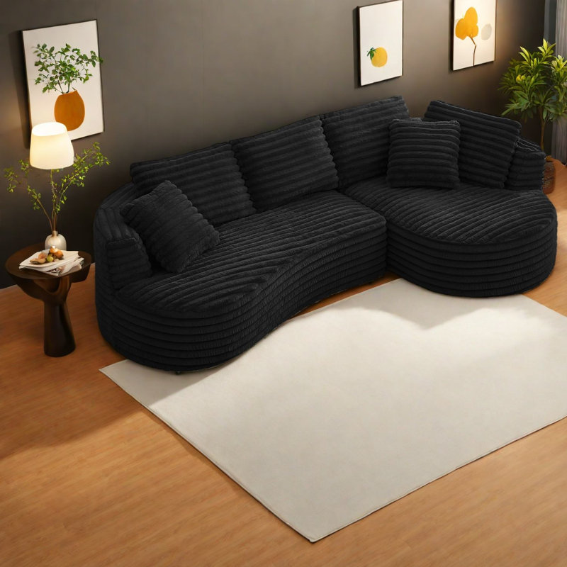 Compression Curved Sectionals Corduroy Modern L Shape For Home Lounge