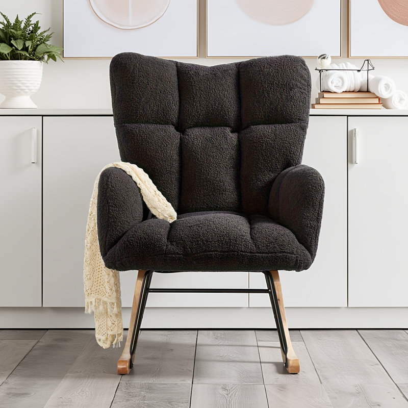 Chaise berçante rembourrée Teddy, Gris foncé