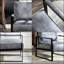 Fauteuil d'appoint gris Mid-Century moderne avec revêtement en microfibre et structure en métal carrée - B2735P256733