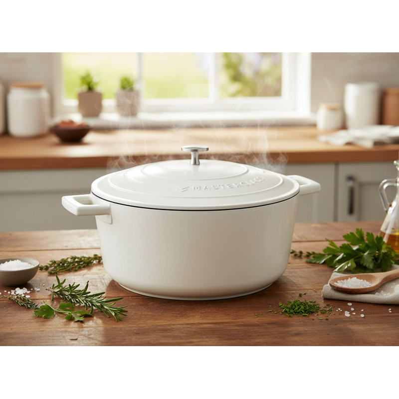 KYEUIN 5L Aluminium Dutch Oven, Cream