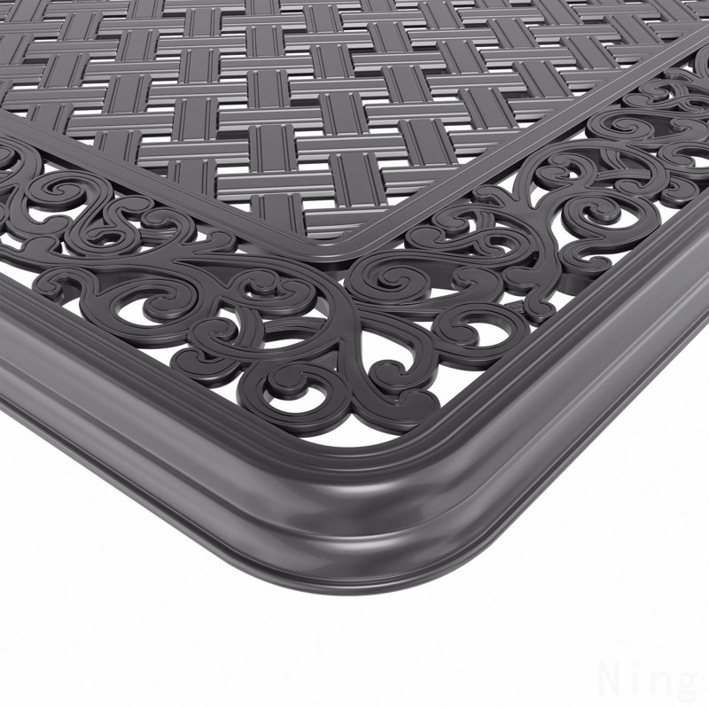 Ensemble de salle à manger 7 pièces en fonte d'aluminium toutes saisons, comprenant 6 chaises pivotantes et une table rectangulaire avec cadre noir