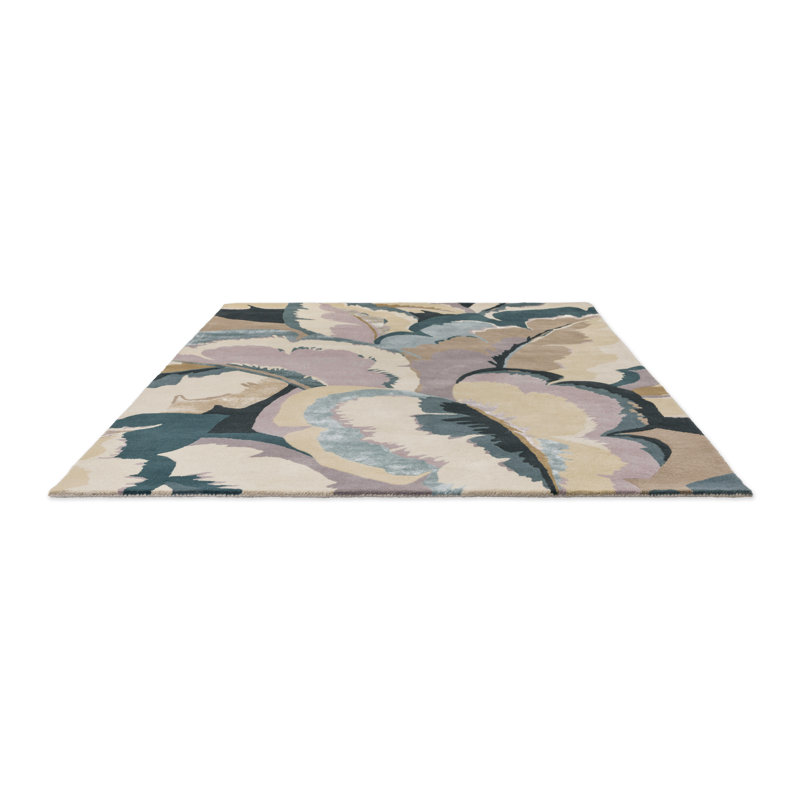 Calathea Hand Tufted Wool/Rayon/Viscose Abstract Area Rug in Shiitake/Wild Water, Rectangle 5'7" x 7'10"