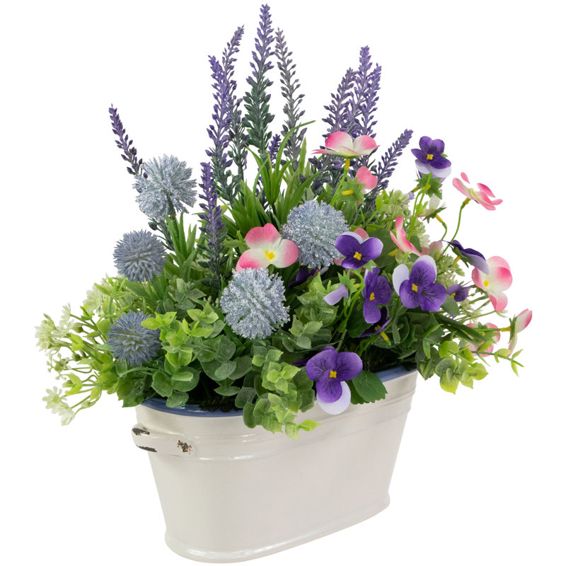 Arrangement floral mélangé artificiel en pot