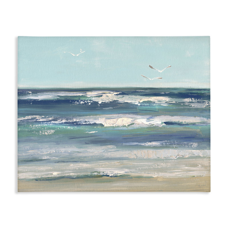 Mouettes sur toile, conception de Sally Swatland, H 30 po x l 40 po