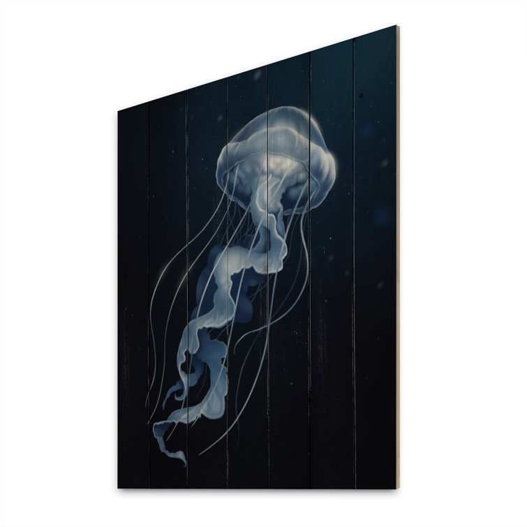 Highland Dunes Jellyfish In The Deep Sea On Wood Print | Wayfair