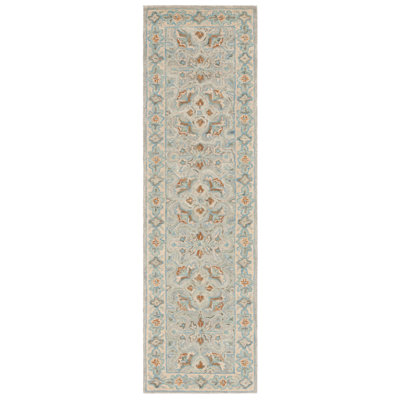 Mckinnleigh Hand Tufted Wool Cotton Oriental Rug in Green/Ivory