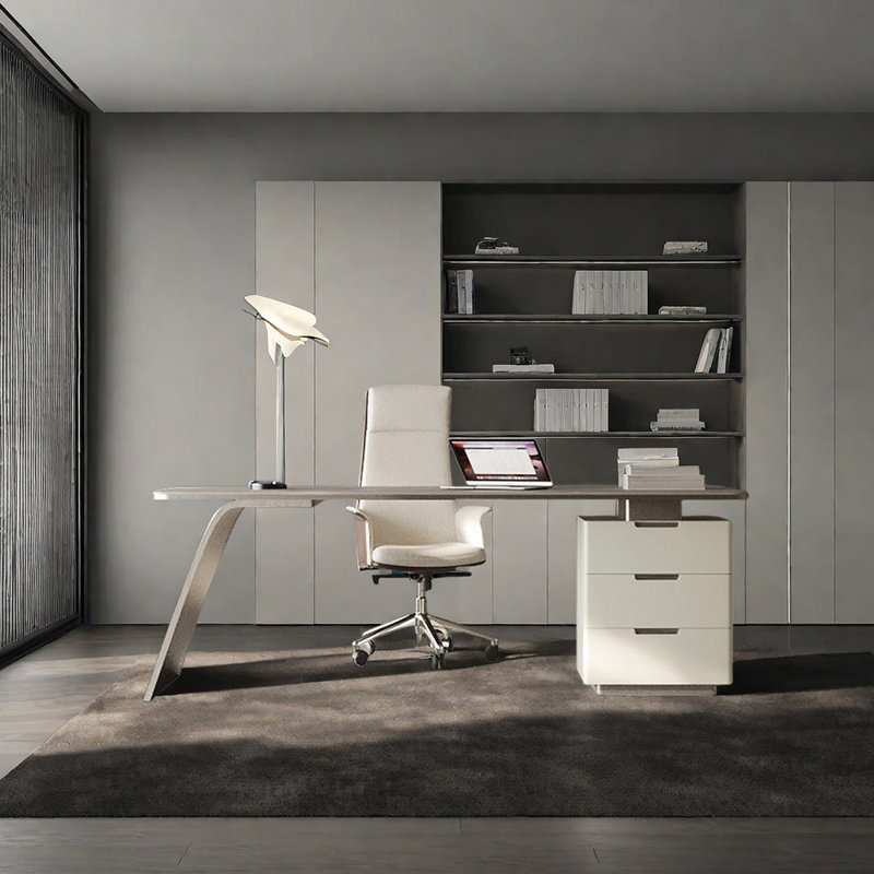 Bureau en acier fritté en acier inoxydable, Gris / Blanc, H 29,92 po x l 55,12 po x P 27,56 po