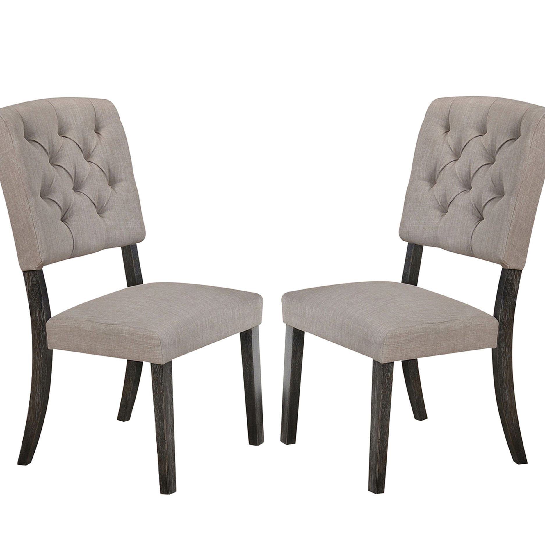 One Allium Way Two Dining Chairs, Beige And Weathered Grey Oak, Fabric ...
