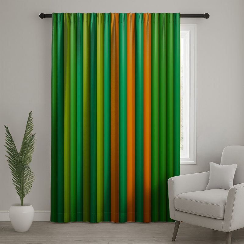 Rideaux vert à rayures verticales, voilages et voilages à rayures - 1 panneau, 50 po x 92 po - 1 panneau, Transparent