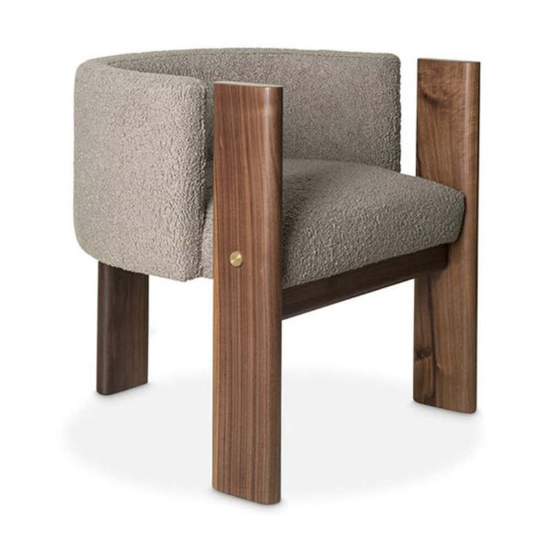 Egg Designs Boucle & Walnut Occasional Chair, Gray