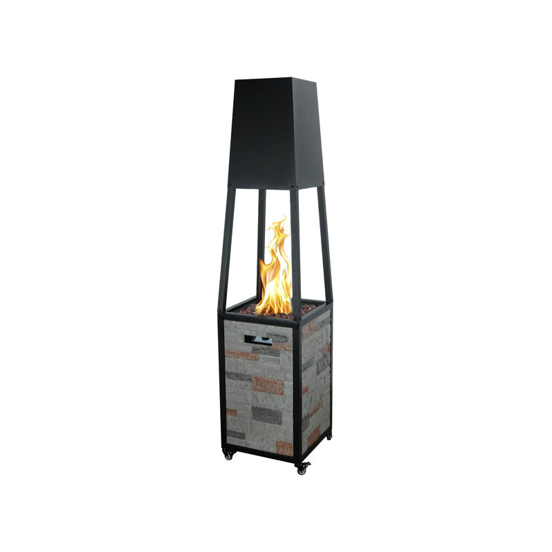 Square Propane Outdoor Fireplace, light