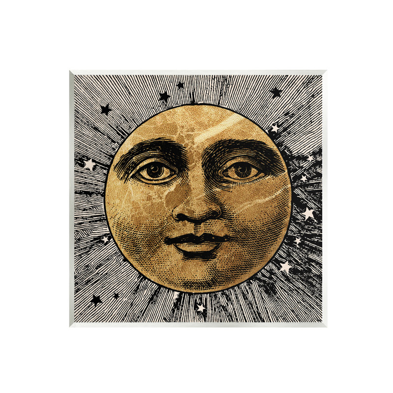 Az-287 - «Moon Face» par Lil 'Rue, H 12 po x l 12 po x P 0,5 po, Bois sans cadre