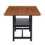 Table de salle à manger rectangulaire de 71 pouces avec plateforme de rangement, panneau de fibres à densité moyenne noyer et acier noir mat, 6 places, style campagne moderne-131256460