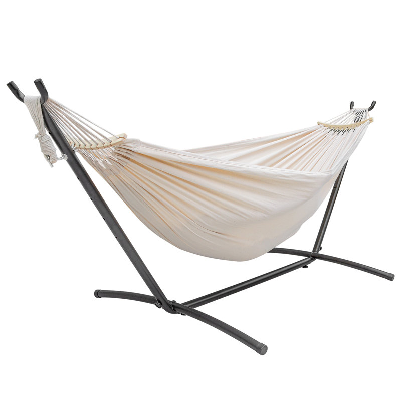 Double hamac avec support en acier d'une capacité de 450 lb, sac de transport de qualité supérieure inclus et deux poutres d'équilibre anti-roulis, Ttropical