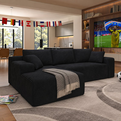 Boneless 96" Modular Cloud Sectional Sofa, Zero Assembly Deep Seated Plush Corduroy Couch For Living Room