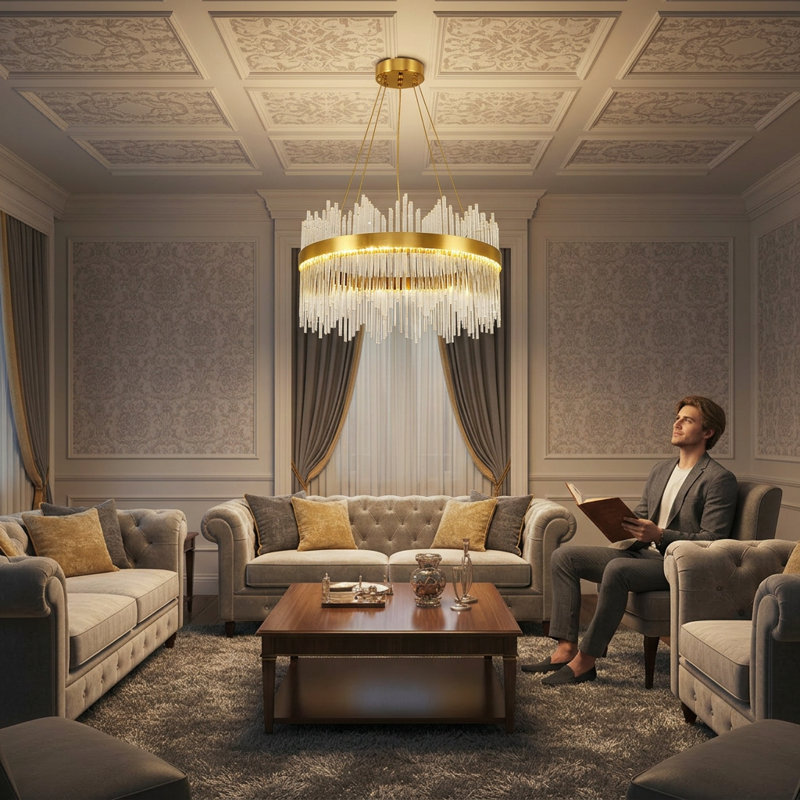LED Chandelier, Gold, 60 W, 26cm H x 60cm W x 60cm D