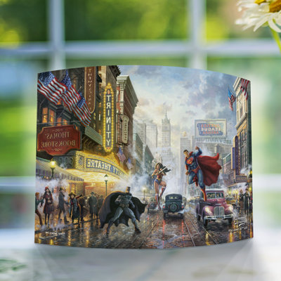 Thomas Kinkade Studios Batman Superman Wonder Woman Curved Acrylic Print 